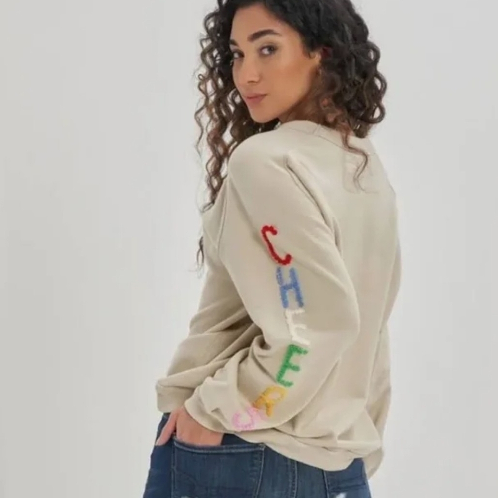aerie Cream Relaxed Pullover Sweatshirt